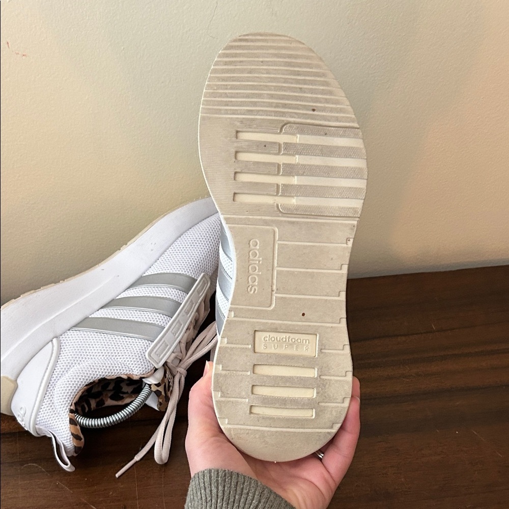 Adidas Women's Racer TR21 White Leopard Print Size 9 - Picture 6 of 10